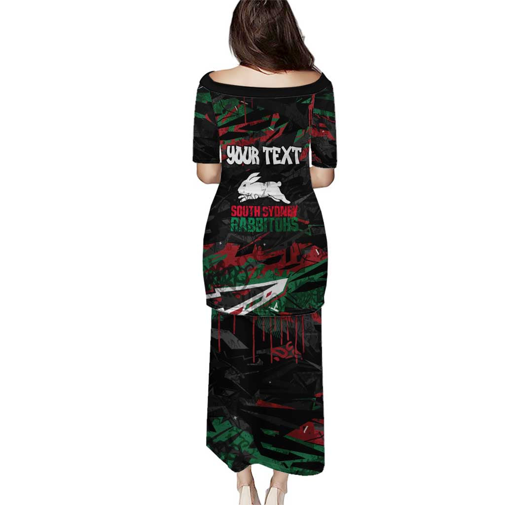 Personalized South Sydney Rabbitohs Puletasi Graffiti Grunge Abstract Urban Street Style Design
