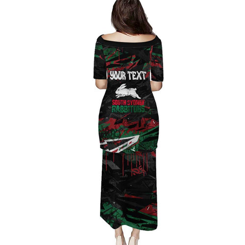 Personalized South Sydney Rabbitohs Puletasi Graffiti Grunge Abstract Urban Street Style Design