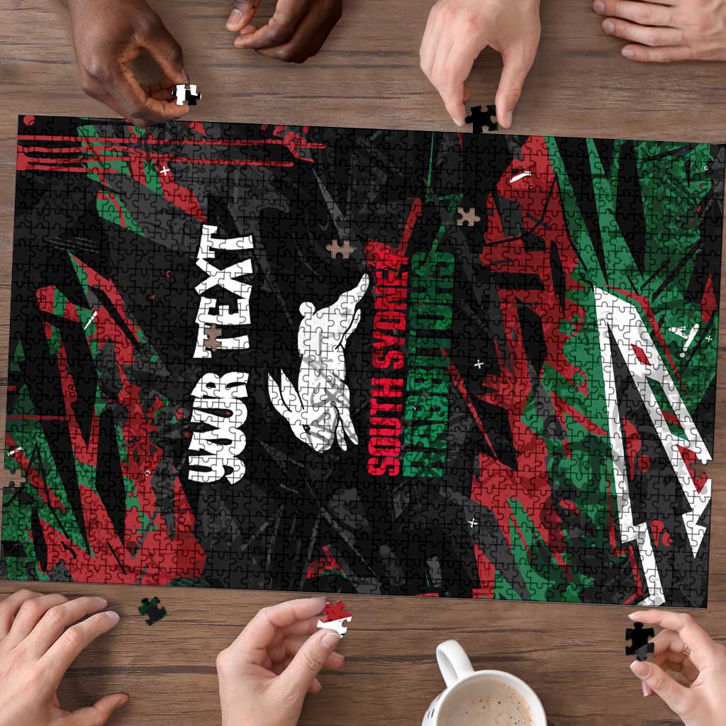 Personalized South Sydney Rabbitohs Puzzle Graffiti Grunge Abstract Urban Street Style Design