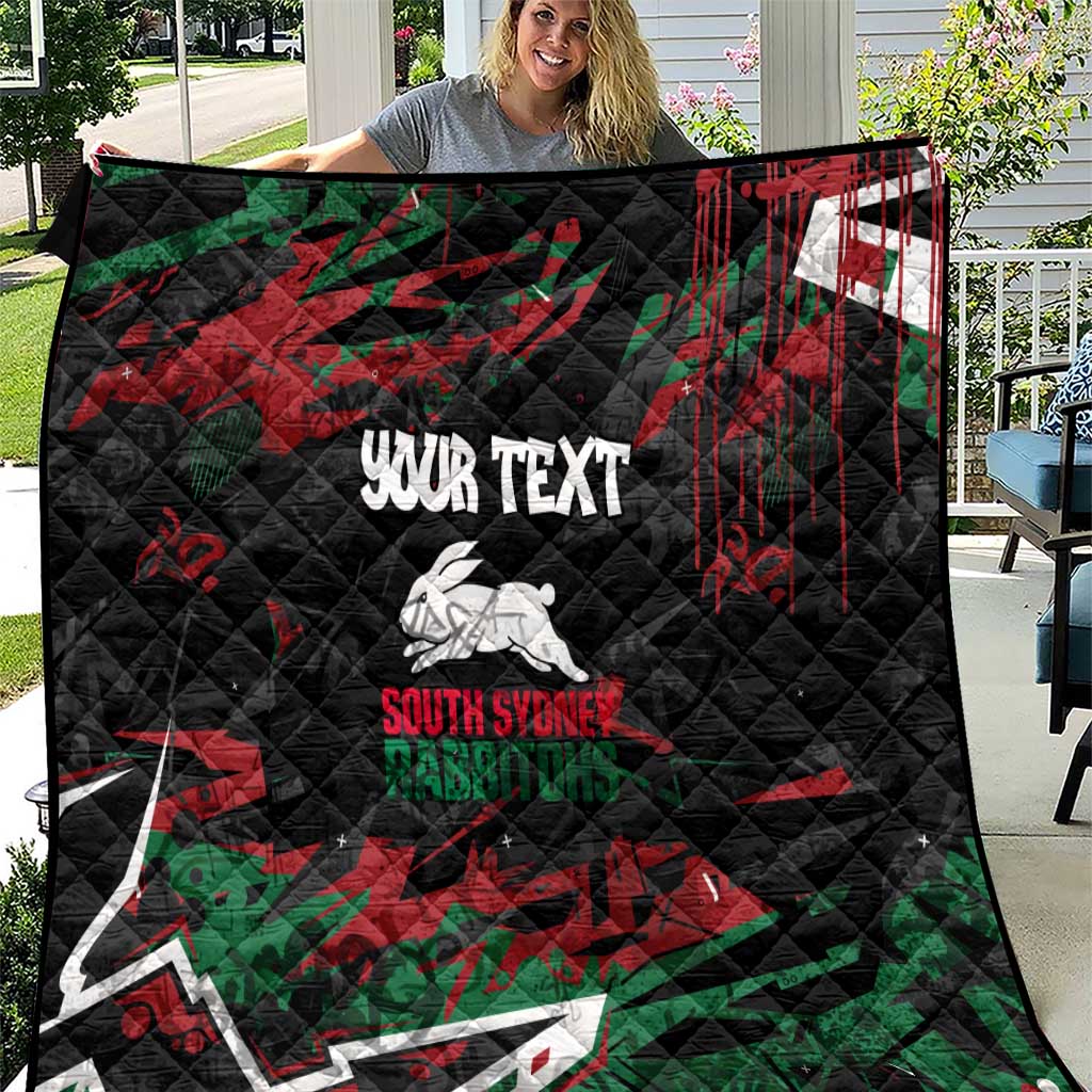 Personalized South Sydney Rabbitohs Quilt Graffiti Grunge Abstract Urban Street Style Design