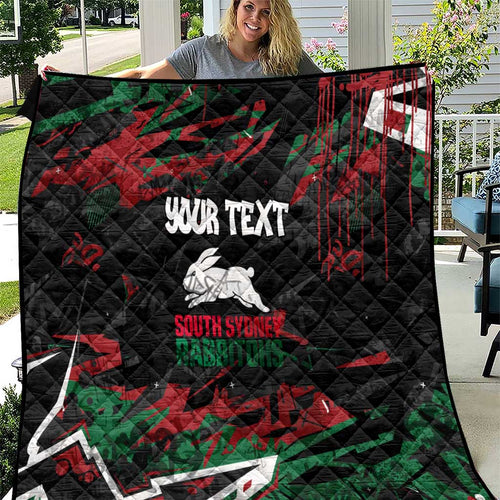 Personalized South Sydney Rabbitohs Quilt Graffiti Grunge Abstract Urban Street Style Design