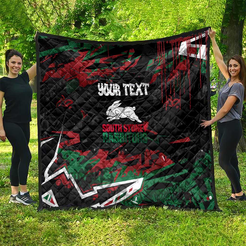 Personalized South Sydney Rabbitohs Quilt Graffiti Grunge Abstract Urban Street Style Design