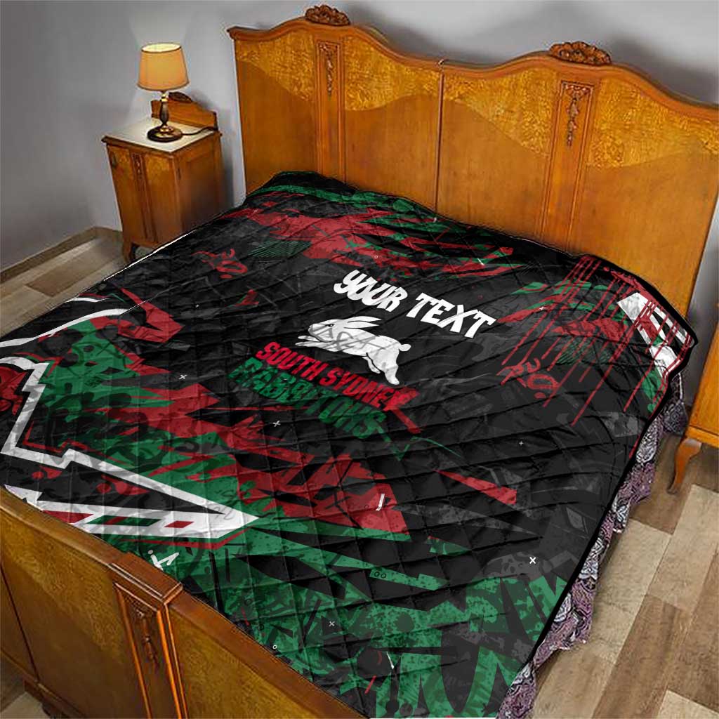 Personalized South Sydney Rabbitohs Quilt Graffiti Grunge Abstract Urban Street Style Design