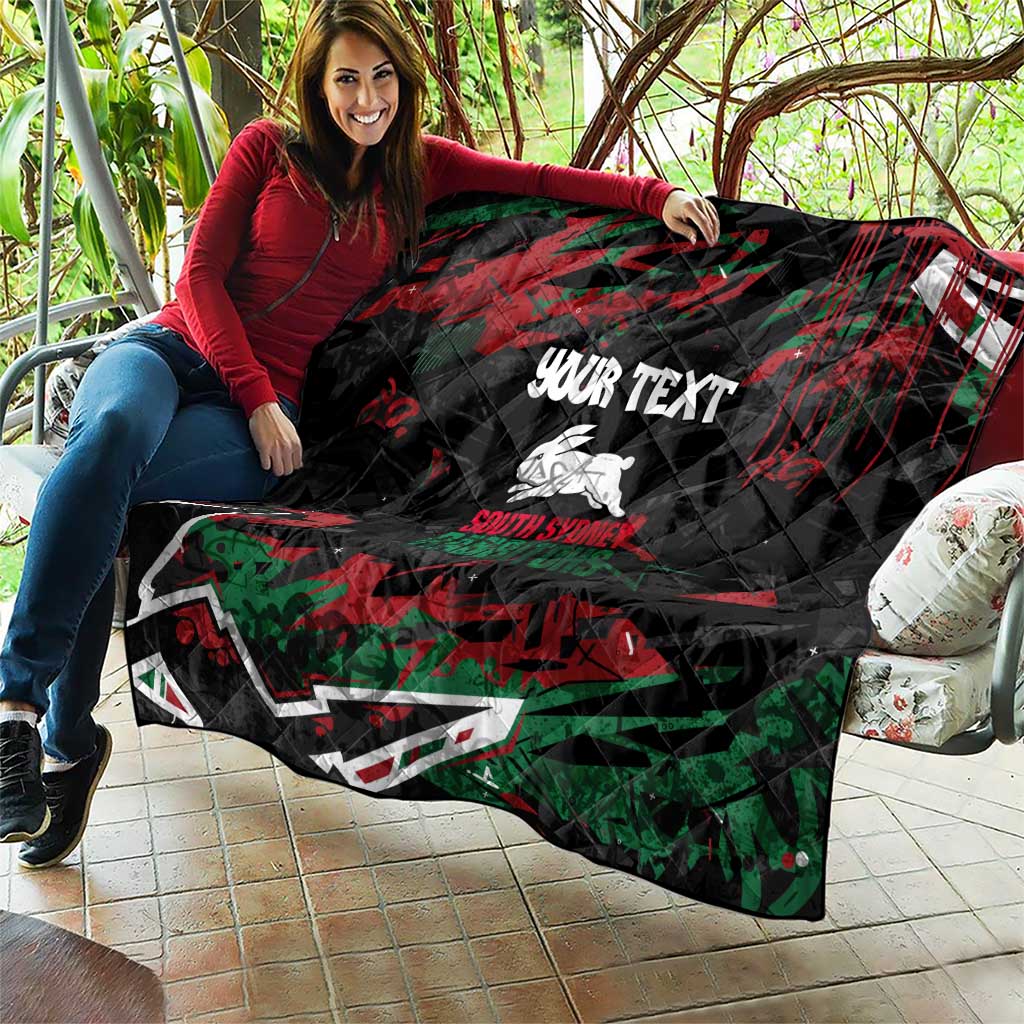 Personalized South Sydney Rabbitohs Quilt Graffiti Grunge Abstract Urban Street Style Design