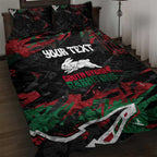 Personalized South Sydney Rabbitohs Quilt Bed Set Graffiti Grunge Abstract Urban Street Style Design