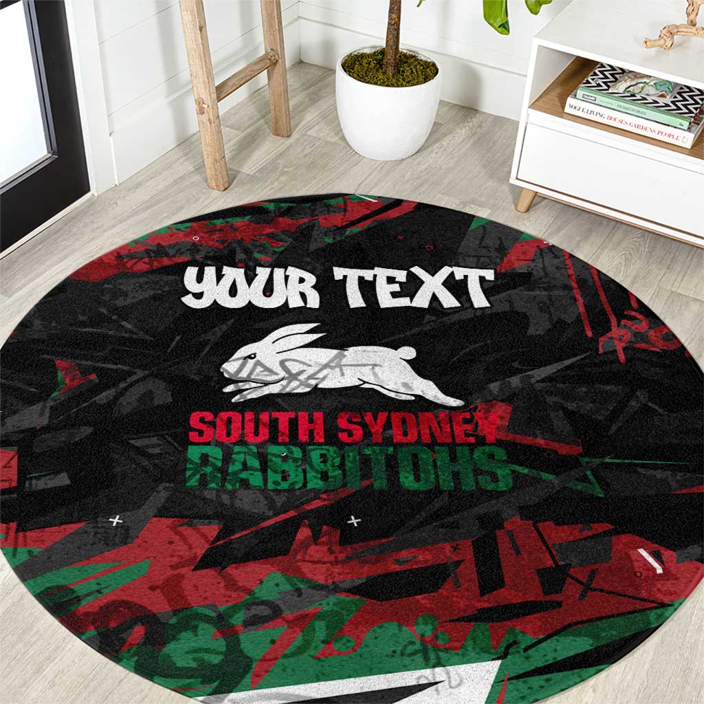 Personalized South Sydney Rabbitohs Round Carpet Graffiti Grunge Abstract Urban Street Style Design