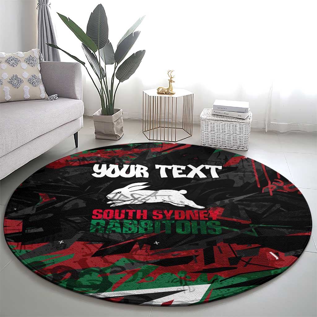 Personalized South Sydney Rabbitohs Round Carpet Graffiti Grunge Abstract Urban Street Style Design