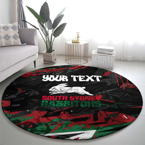 Personalized South Sydney Rabbitohs Round Carpet Graffiti Grunge Abstract Urban Street Style Design