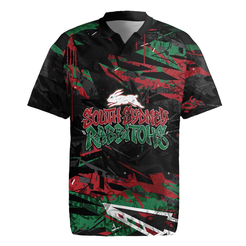 Personalized South Sydney Rabbitohs Rugby Jersey Graffiti Grunge Abstract Urban Street Style Design