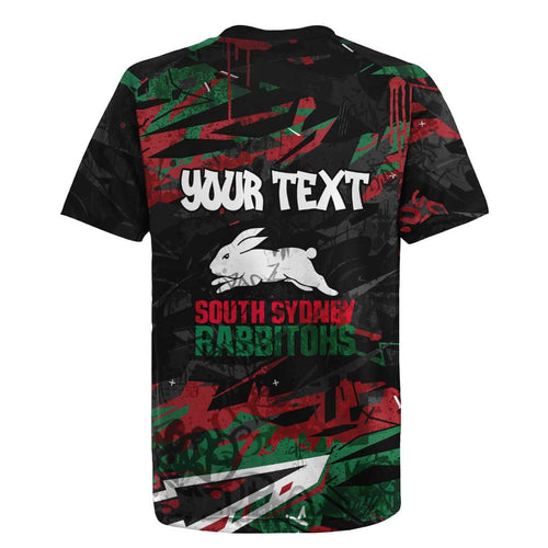 Personalized South Sydney Rabbitohs Rugby Jersey Graffiti Grunge Abstract Urban Street Style Design