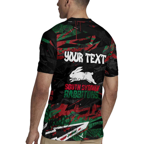 Personalized South Sydney Rabbitohs Rugby Jersey Graffiti Grunge Abstract Urban Street Style Design