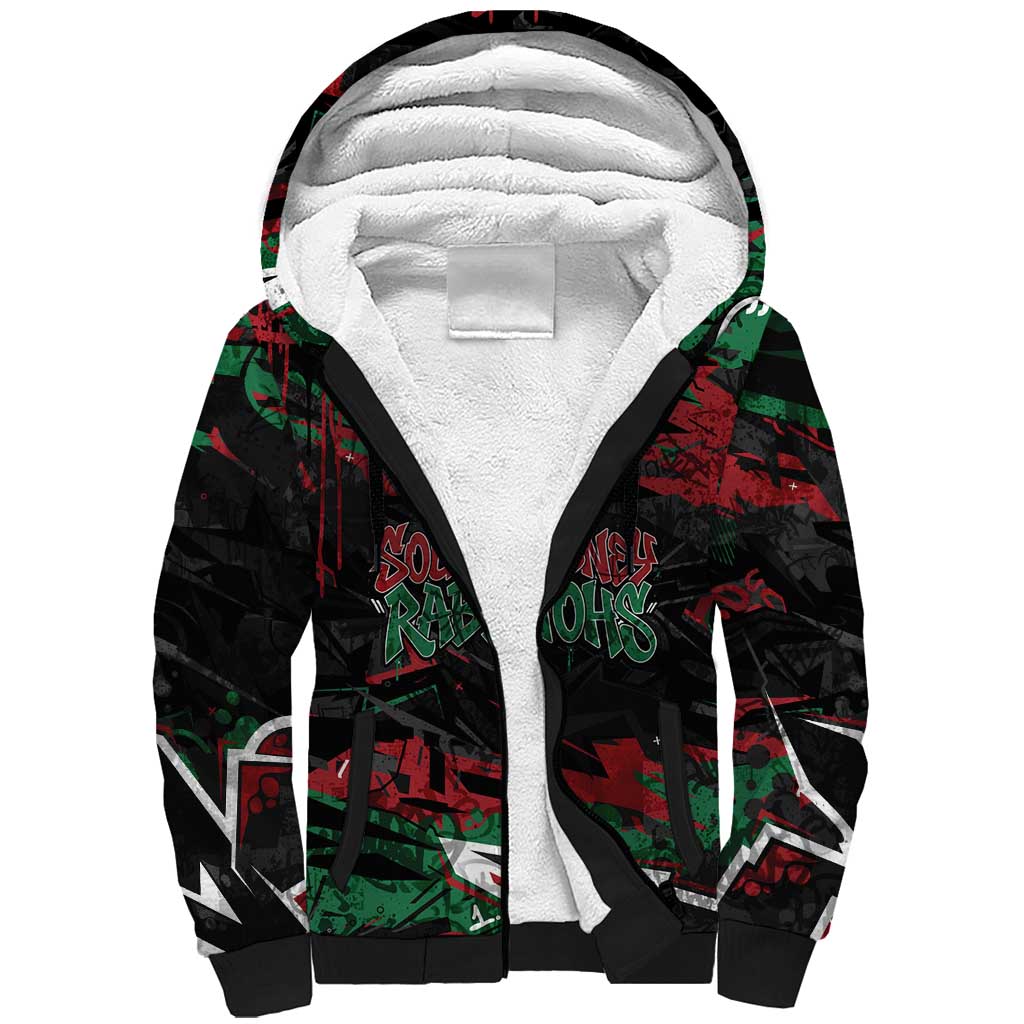 Personalized South Sydney Rabbitohs Sherpa Hoodie Graffiti Grunge Abstract Urban Street Style Design
