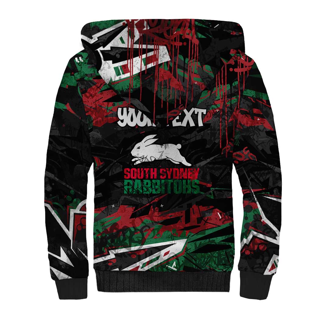 Personalized South Sydney Rabbitohs Sherpa Hoodie Graffiti Grunge Abstract Urban Street Style Design