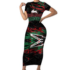 Personalized South Sydney Rabbitohs Short Sleeve Bodycon Dress Graffiti Grunge Abstract Urban Street Style Design