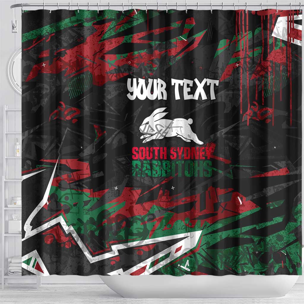 Personalized South Sydney Rabbitohs Shower Curtain Graffiti Grunge Abstract Urban Street Style Design