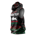 Personalized South Sydney Rabbitohs Sleeveless Hoodie Graffiti Grunge Abstract Urban Street Style Design