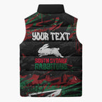 Personalized South Sydney Rabbitohs Sleeveless Puffer Jacket Graffiti Grunge Abstract Urban Street Style Design
