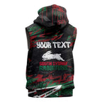 Personalized South Sydney Rabbitohs Sleeveless Zip Hoodie Graffiti Grunge Abstract Urban Street Style Design