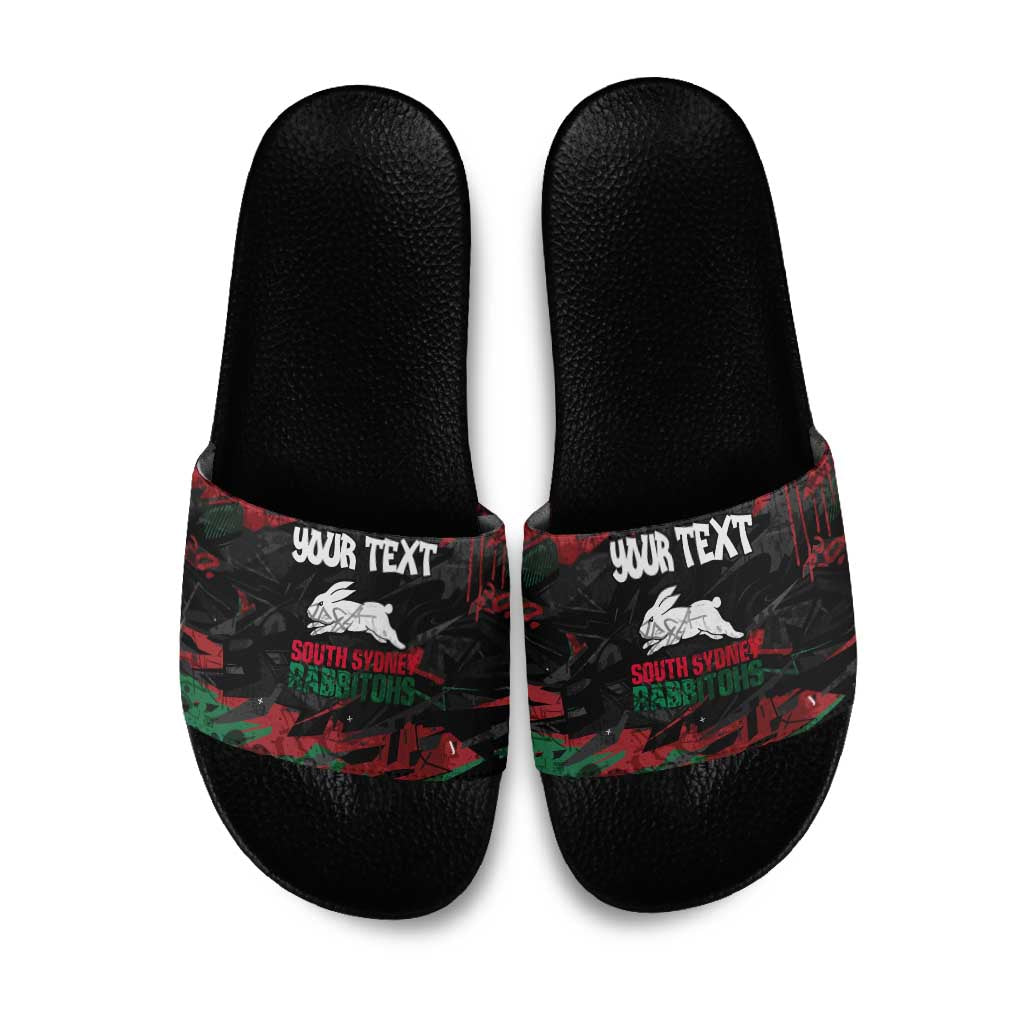 Personalized South Sydney Rabbitohs Slide Sandals Graffiti Grunge Abstract Urban Street Style Design