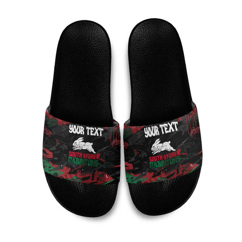 Personalized South Sydney Rabbitohs Slide Sandals Graffiti Grunge Abstract Urban Street Style Design