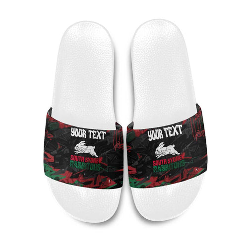 Personalized South Sydney Rabbitohs Slide Sandals Graffiti Grunge Abstract Urban Street Style Design