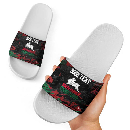 Personalized South Sydney Rabbitohs Slide Sandals Graffiti Grunge Abstract Urban Street Style Design