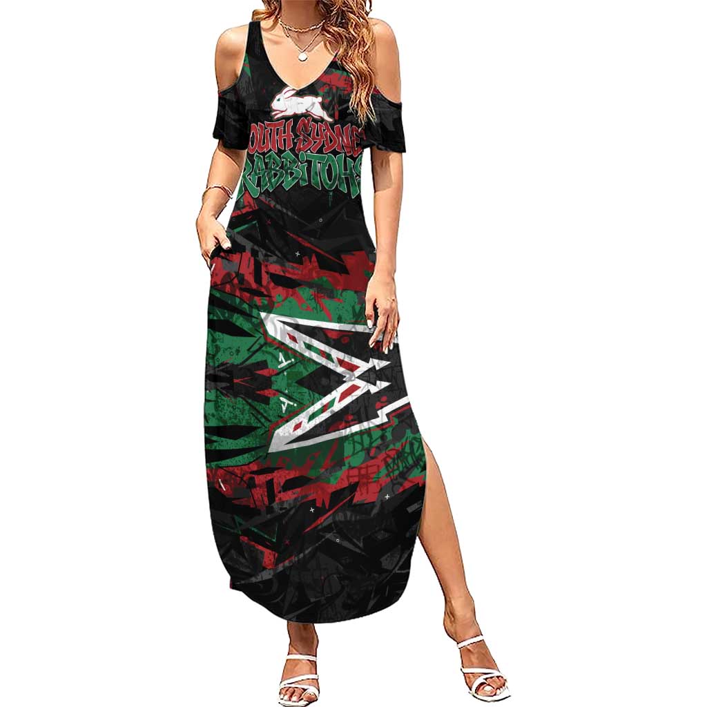Personalized South Sydney Rabbitohs Summer Maxi Dress Graffiti Grunge Abstract Urban Street Style Design