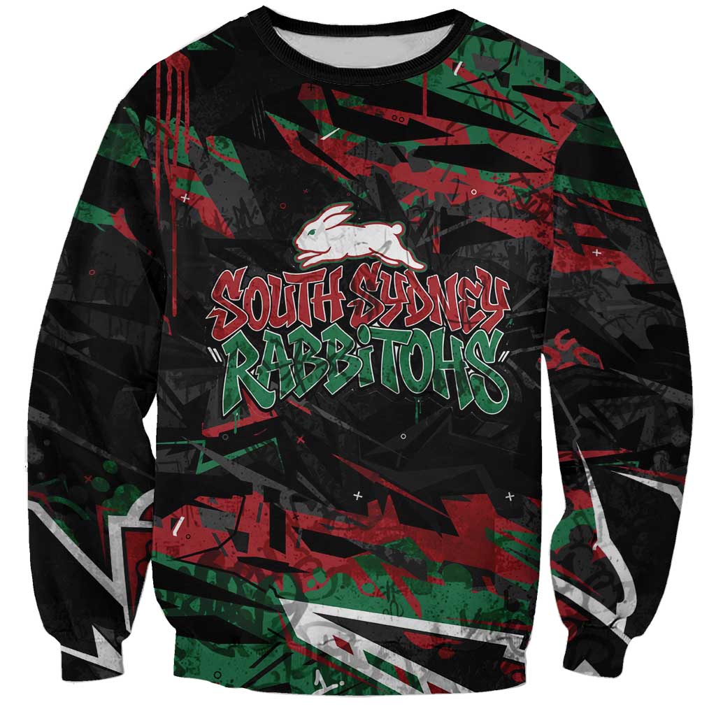 Personalized South Sydney Rabbitohs Sweatshirt Graffiti Grunge Abstract Urban Street Style Design