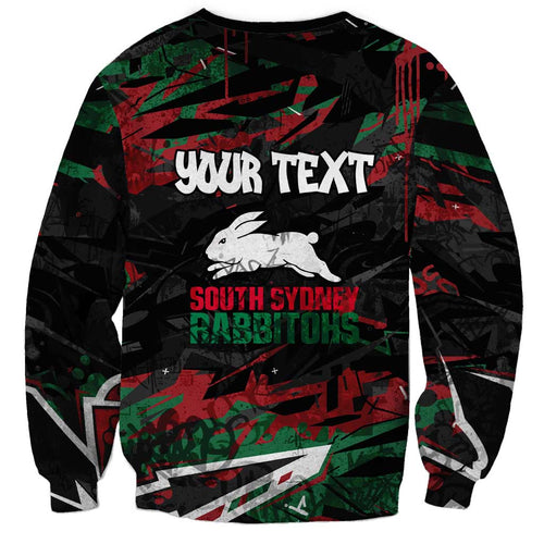 Personalized South Sydney Rabbitohs Sweatshirt Graffiti Grunge Abstract Urban Street Style Design