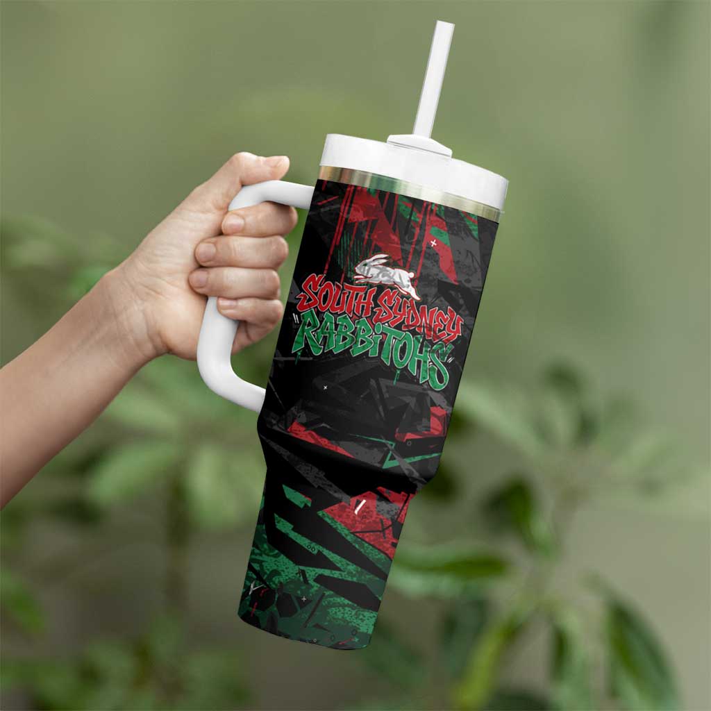 Personalized South Sydney Rabbitohs Tumbler With Handle Graffiti Grunge Abstract Urban Street Style Design