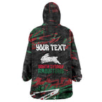Personalized South Sydney Rabbitohs Wearable Blanket Hoodie Graffiti Grunge Abstract Urban Street Style Design