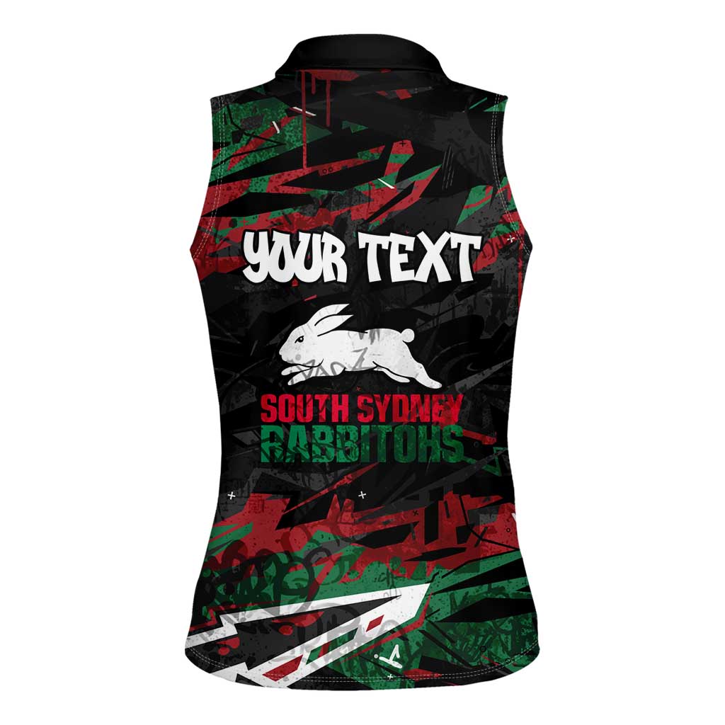 Personalized South Sydney Rabbitohs Women Sleeveless Polo Shirt Graffiti Grunge Abstract Urban Street Style Design