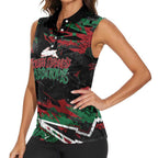 Personalized South Sydney Rabbitohs Women Sleeveless Polo Shirt Graffiti Grunge Abstract Urban Street Style Design