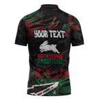 Personalized South Sydney Rabbitohs Zipper Polo Shirt Graffiti Grunge Abstract Urban Street Style Design
