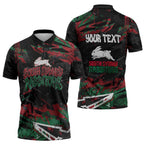 Personalized South Sydney Rabbitohs Zipper Polo Shirt Graffiti Grunge Abstract Urban Street Style Design