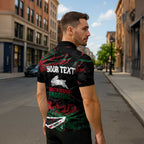Personalized South Sydney Rabbitohs Zipper Polo Shirt Graffiti Grunge Abstract Urban Street Style Design