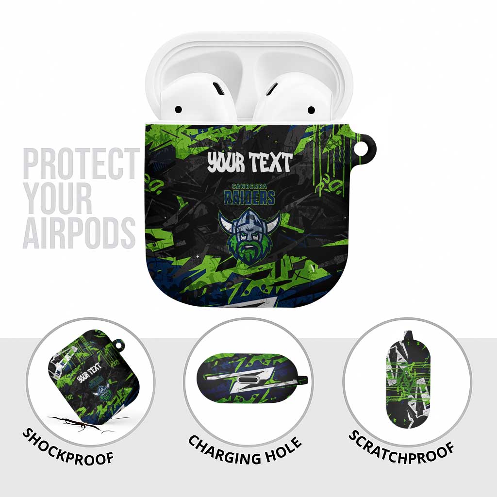 Personalized Canberra Raiders AirPods Case Graffiti Grunge Abstract Urban Street Style Design