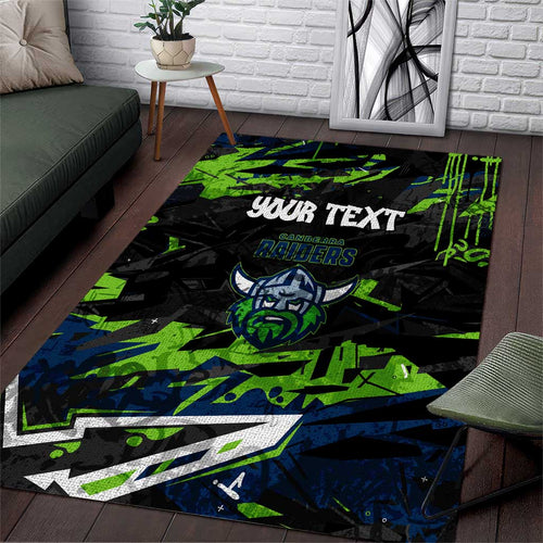 Personalized Canberra Raiders Area Rug Graffiti Grunge Abstract Urban Street Style Design