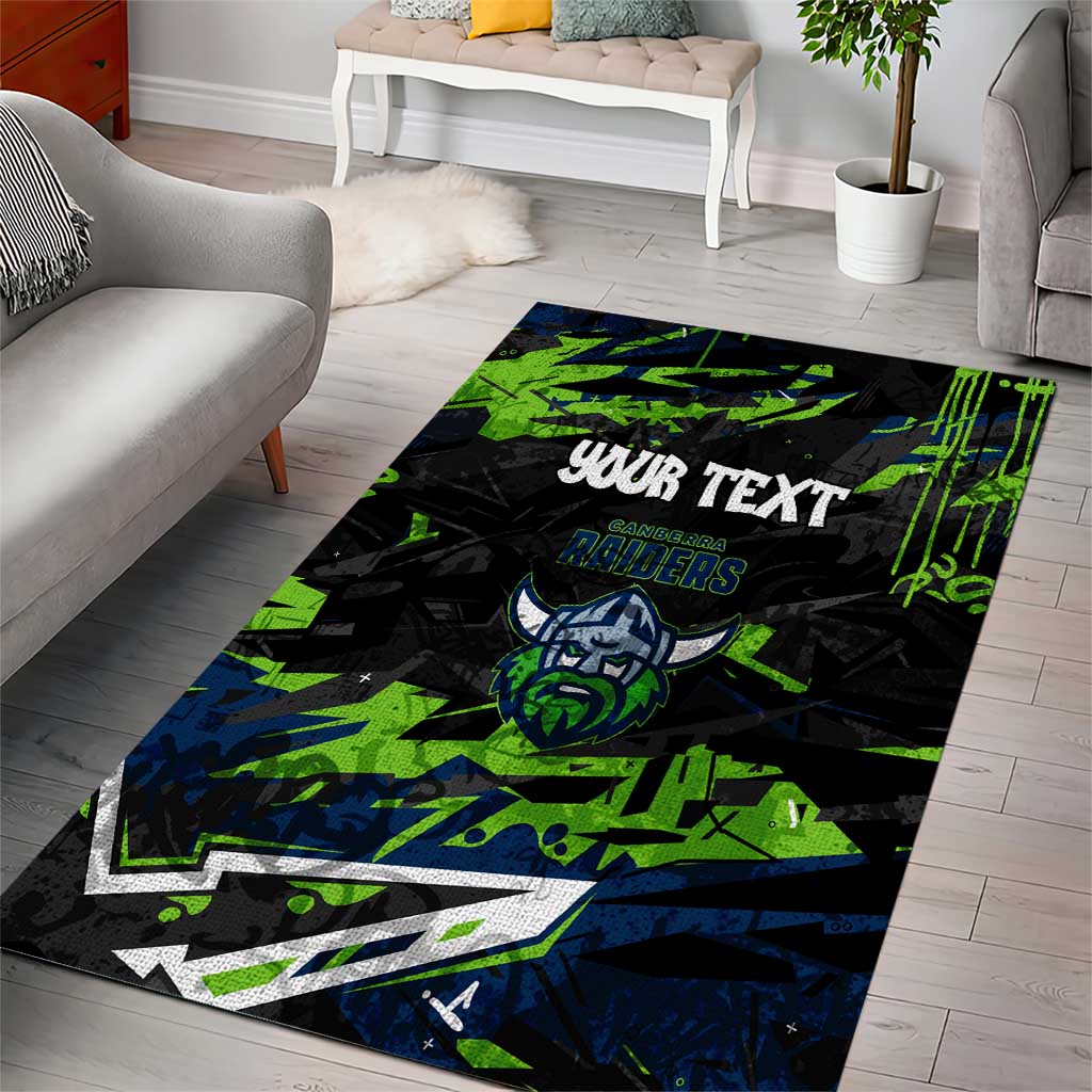 Personalized Canberra Raiders Area Rug Graffiti Grunge Abstract Urban Street Style Design