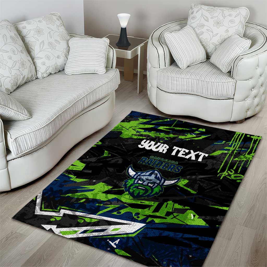 Personalized Canberra Raiders Area Rug Graffiti Grunge Abstract Urban Street Style Design