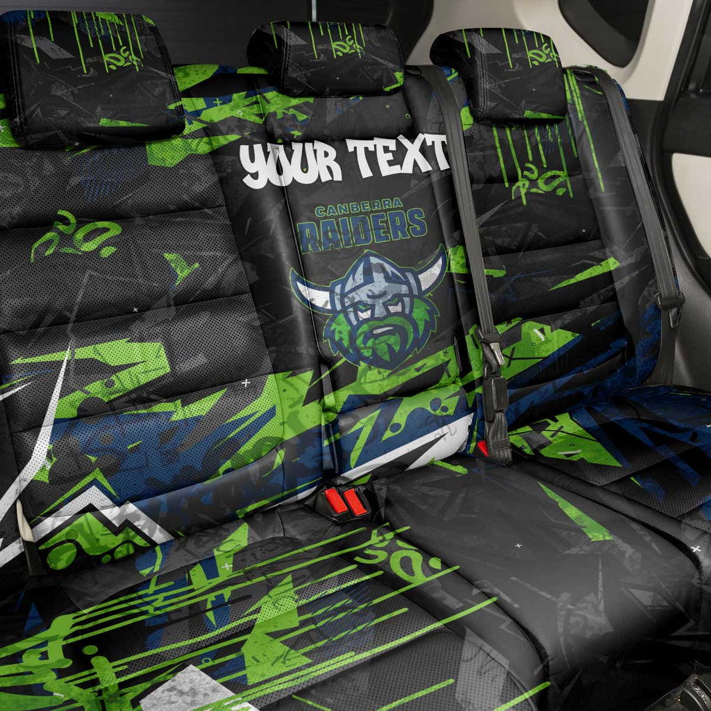 Personalized Canberra Raiders Back Car Seat Cover Graffiti Grunge Abstract Urban Street Style Design