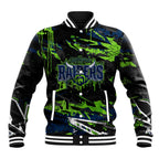 Personalized Canberra Raiders Baseball Jacket Graffiti Grunge Abstract Urban Street Style Design