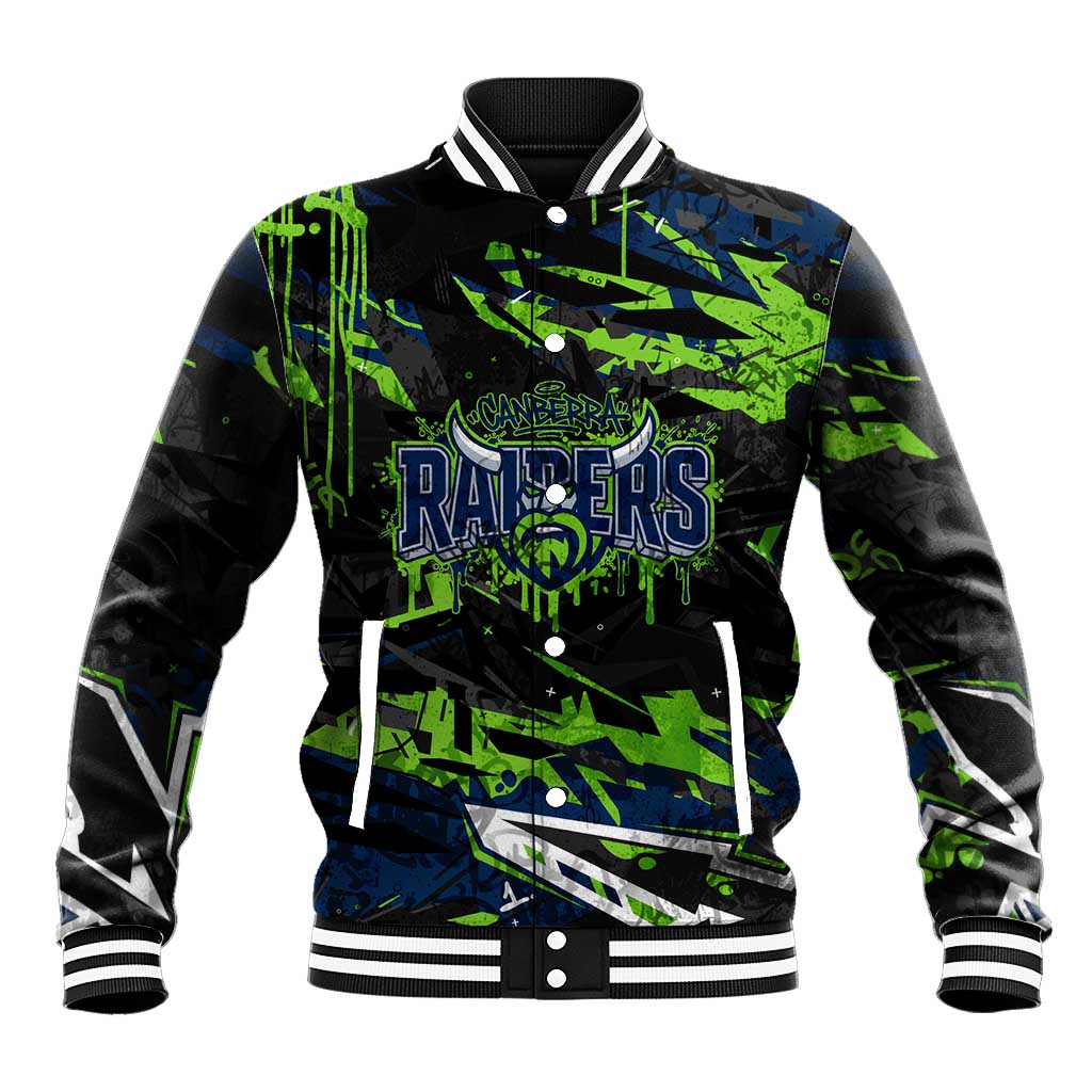 Personalized Canberra Raiders Baseball Jacket Graffiti Grunge Abstract Urban Street Style Design