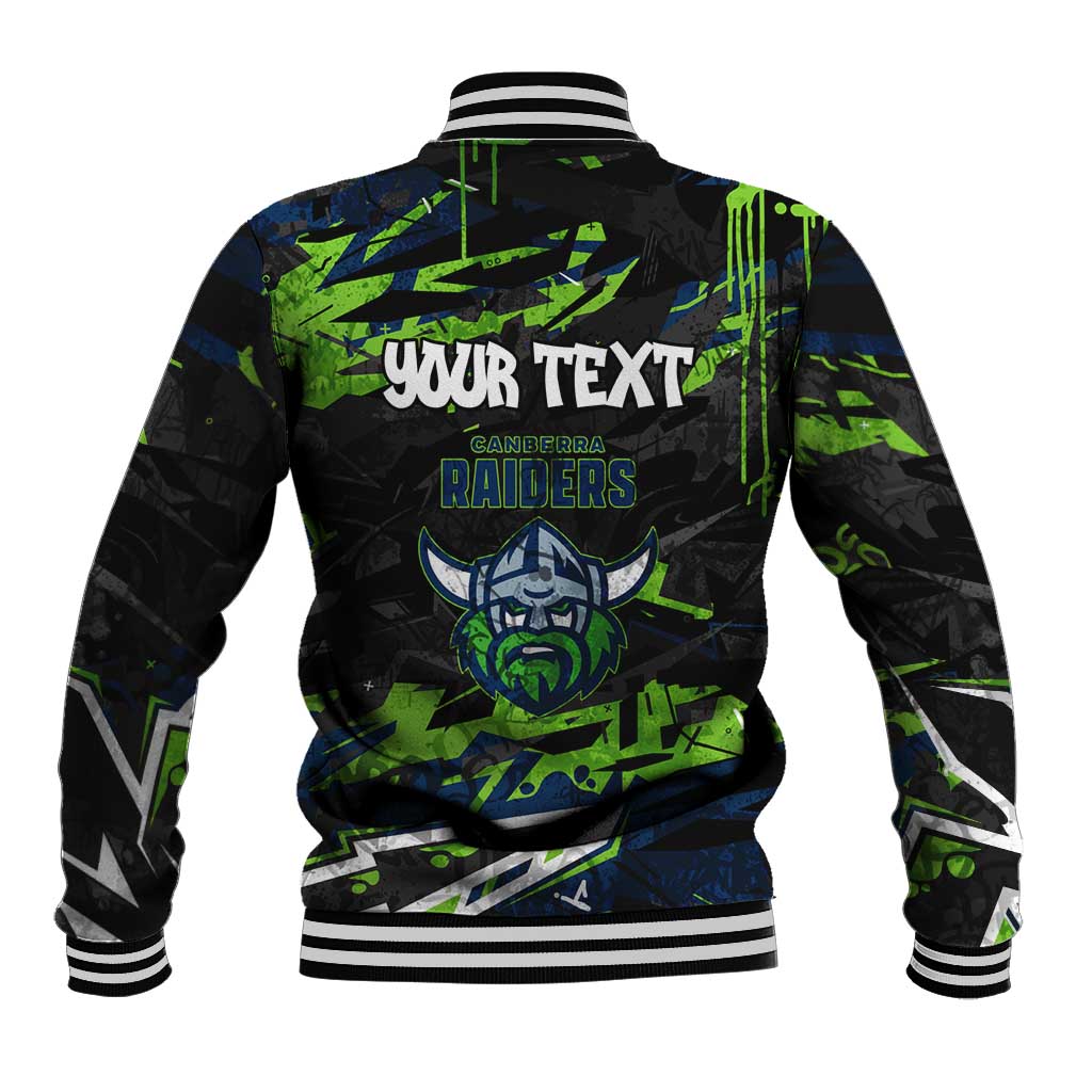 Personalized Canberra Raiders Baseball Jacket Graffiti Grunge Abstract Urban Street Style Design