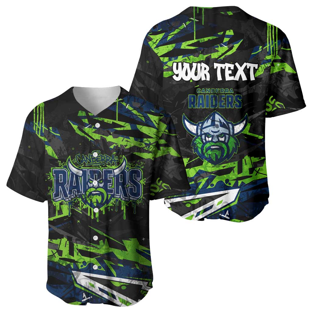Personalized Canberra Raiders Baseball Jersey Graffiti Grunge Abstract Urban Street Style Design