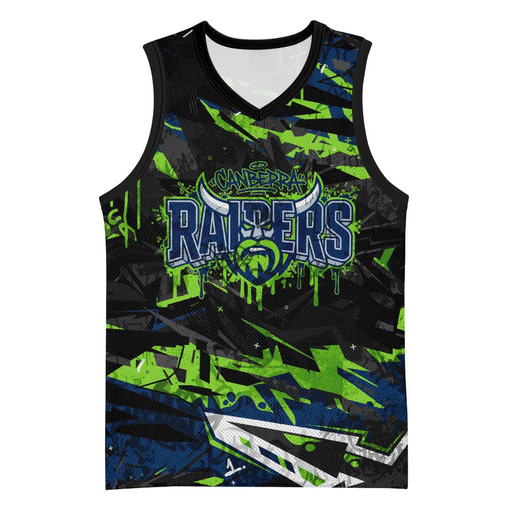 Personalized Canberra Raiders Basketball Jersey Graffiti Grunge Abstract Urban Street Style Design