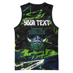Personalized Canberra Raiders Basketball Jersey Graffiti Grunge Abstract Urban Street Style Design