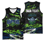 Personalized Canberra Raiders Basketball Jersey Graffiti Grunge Abstract Urban Street Style Design