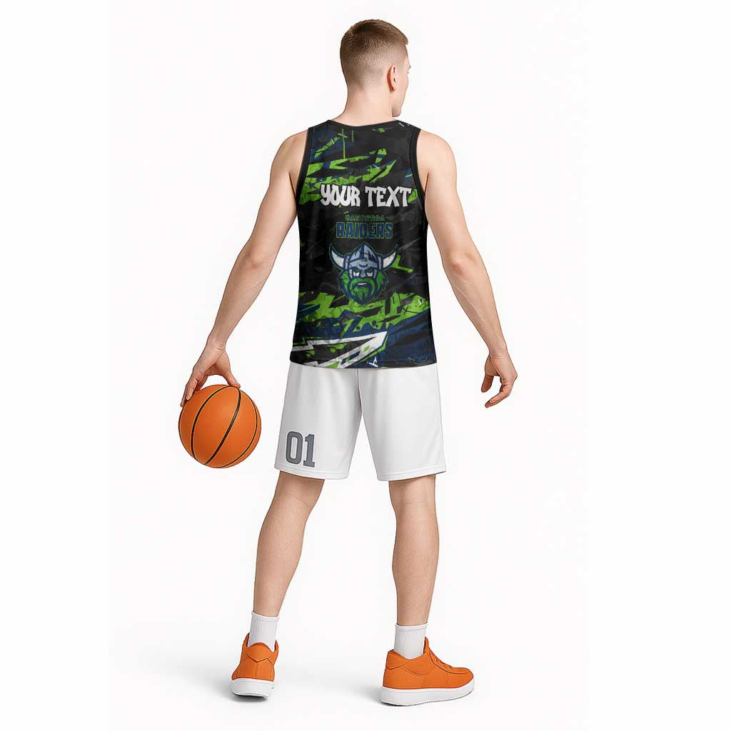 Personalized Canberra Raiders Basketball Jersey Graffiti Grunge Abstract Urban Street Style Design