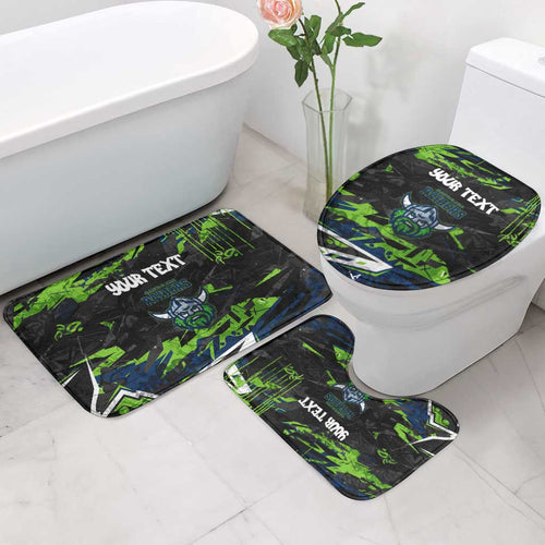 Personalized Canberra Raiders Bathroom Set Graffiti Grunge Abstract Urban Street Style Design